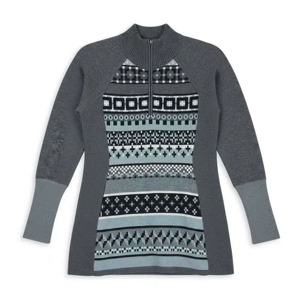 Title Nine Blue Gray Quarter Zip Sweater Small Wool Blend Athletic Pullover - Picture 3 of 11